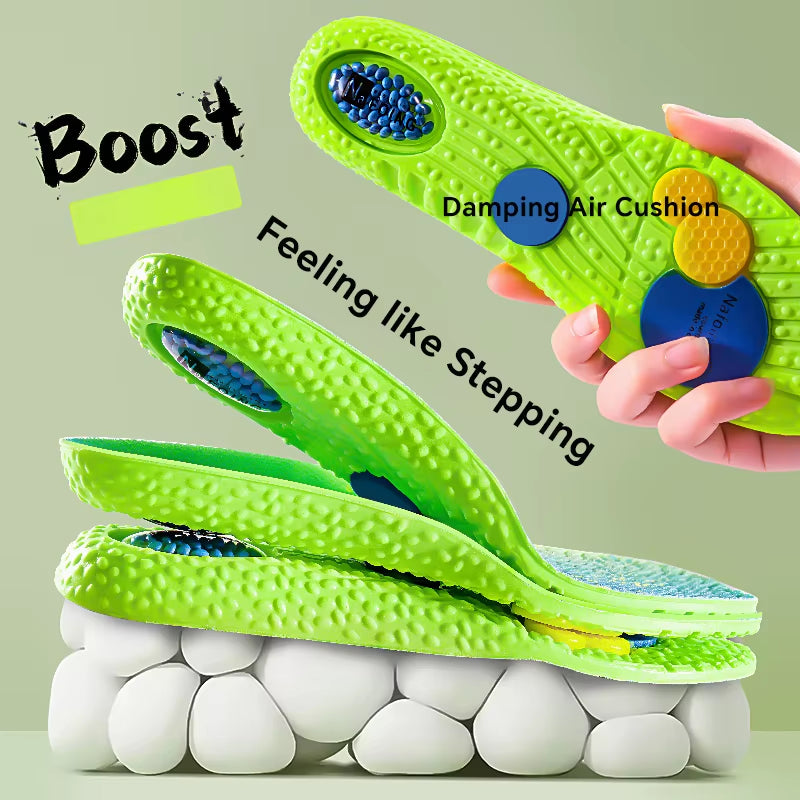 Sport Shock Absorption Insoles Green EVA Air Cushion Breathable Arch Support Orthopedic Shoes Pad Men Women Feet Care Insoles